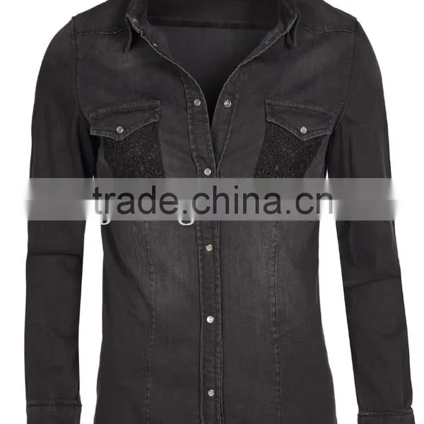 Womens Black and Grey Big Check Shirt photo-5