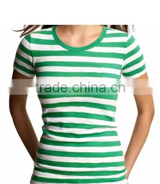 WOMEN'S STRIPED CREW NECK T SHIRT