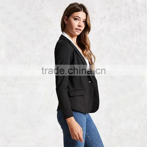 Business Womens Office Notched Lapels 3/4 Sleeves Single-button Blazer Jacket photo-3