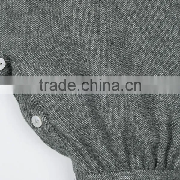 Grey Flannel Collared Winter Baby Romper for Little Cute Baby With Button Fastening and Button Cuffs photo-3