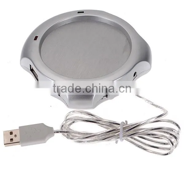 New Arrival Wired Muti-function Tea Coffee Cup Mug Warmer Heater Office Pad With 4 Port Hub USB Gadget For PC For Mac photo-3