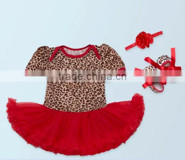 2017 3PCS Baby Sets Leopard Printing Romper, Romper+ Headband+one Pair of Shoes photo-6