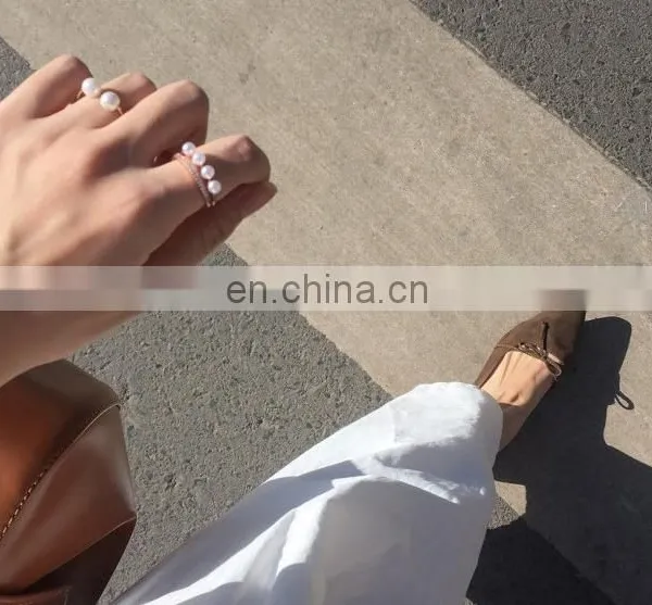 2PCS/Set Contracted Design Beautiful and Elegant Pearl Zircon Women's Pearl Finger Ring photo-5