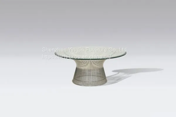 Platner Stainless Steel Coffee Table Glass Side Table Low Coffee Table Small Round Coffee Table Metal Coffee Table photo-2