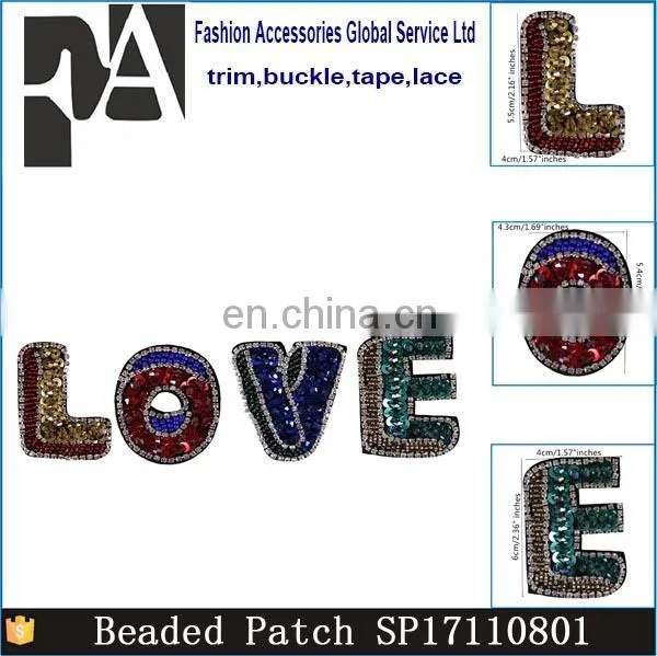 Handmade Beading Sequin LOVE Letter Patches Badges photo-3