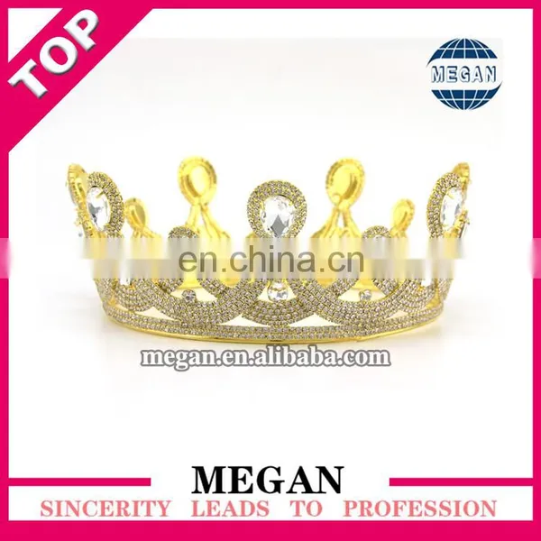 Wedding Formal Bride Crown Gold Rhinestone Crown photo-2