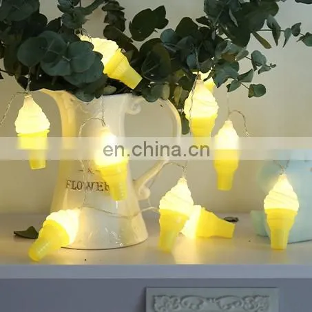 10L Battery Powered Ins Hot Led Night String Ice Cream Light Wedding Decorative Parti Lights Spring Strip Indoor Lighting photo-5