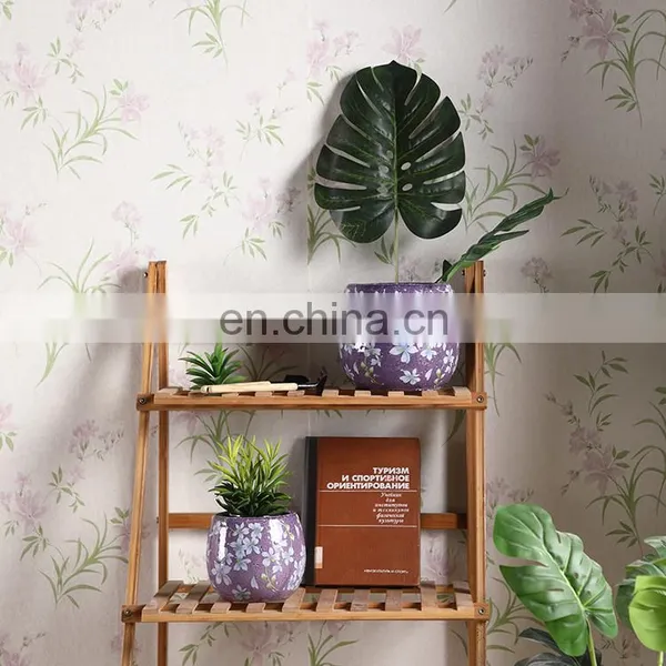 European Modern Custom Fancy Flower Pattern Ceramic Pots Cheap Large Purple Garden Pots for Home Balcony Decor photo-6