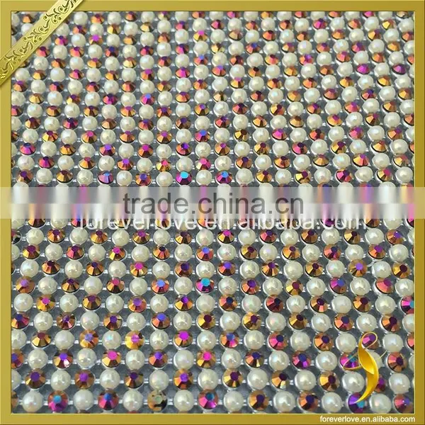 Wholesale Hotfix Design Round Ceramic Crystal Rhinestone Mesh Sheets for Bag FRM-176 photo-3