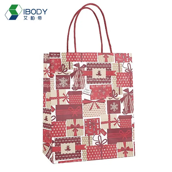Regular Christmas Gift Bag Logo Kraft Paper Kraft Paper Shopping Bag photo-3