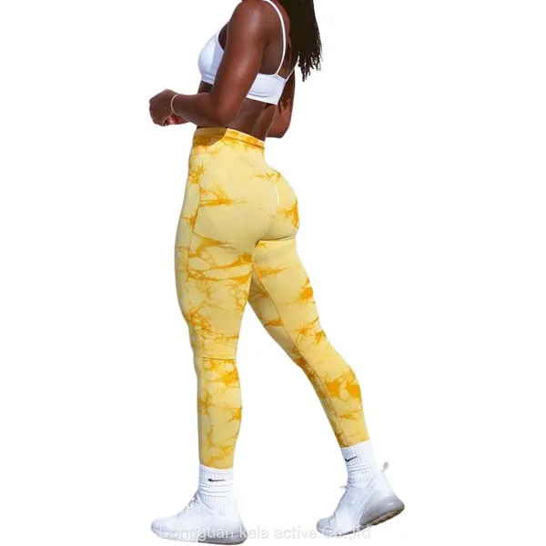 High Waist Tie Dye Scrunched Gym Leggings photo-4