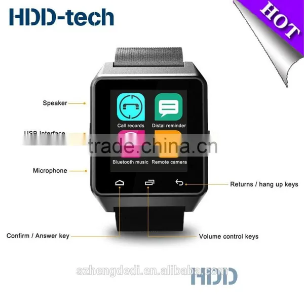 Bluetooth Smart Watch Wrist Wrap Watch Phone for IOS Apple Iphone 4/4s/5/5c/5s Android Samsung S2/s3/s4/note 2/note 3 for HTC photo-2
