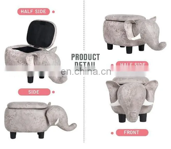 Animal Elephant Shaped Kids Storage Stool for Living Room Furniture photo-3