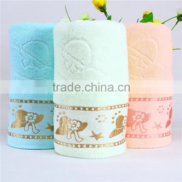 Comfortable Luxury Customized Reactive Printing Bowknot 100% Cotton Bath Towel photo-3
