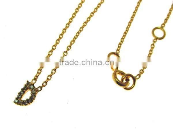 Letter Pendant Gold Plated White Topaz