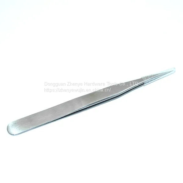 Sanded stainless steel tweezers elbow, thin tip, anti-static small tweezers, bird's nest, hair picking, acne clip, maintenance tool set, 12 # tweezers