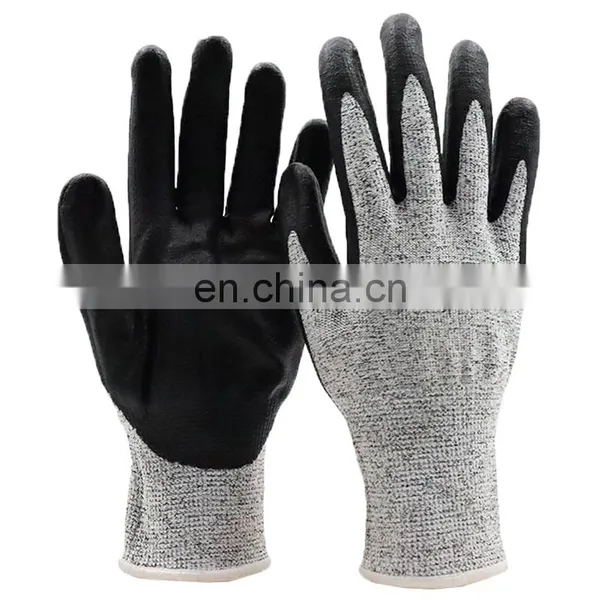 13 Gauge EN388 Glass Microfiber Grey HPPE Liner With Black Nitrile Safety Working Cut Resistant Gloves photo-4