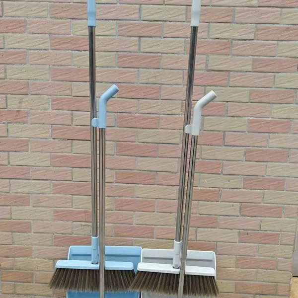 Plastic Dustpan Sets With Broom and Plastic Toilet Brush Manufacturer With Wood Handle Foldable Style photo-5