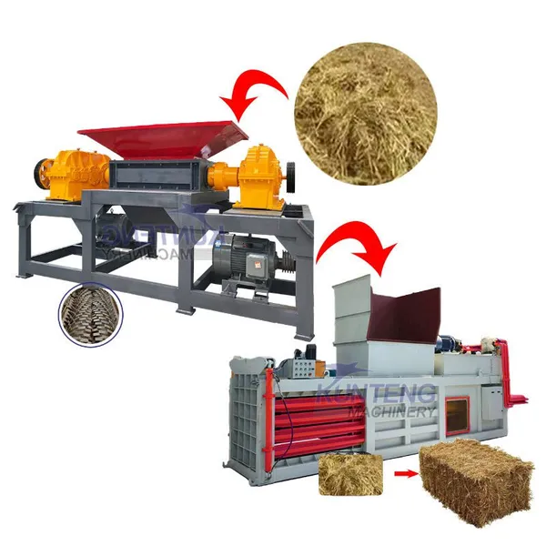 Automatic Straw Pressing Line Silage Grass Forage Shredder Hay and Straw Chopping and Baling Line