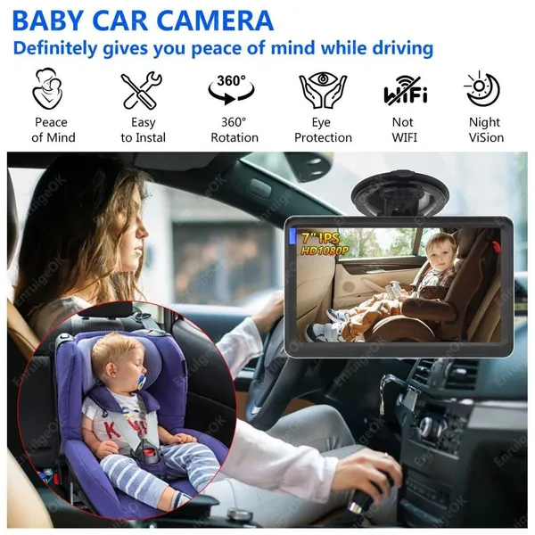 EnruigeOK Baby Car Camera AHD 1080P Night Vision 3X Zoom USB Plug 7'' IPS Full View Screen photo-2