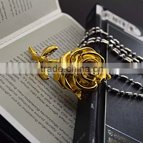 Fashion Jewellery Accessory Artificial Flowers Rose Gold Plated Mother'S Day Pendant photo-4