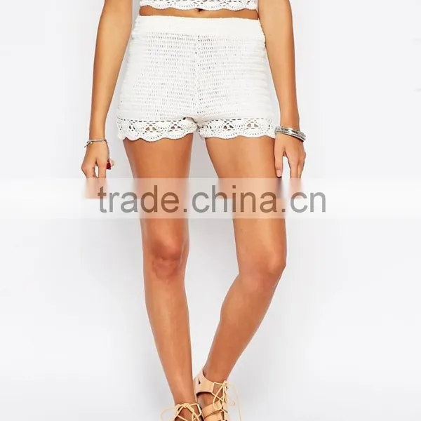 Crochet Shorts With Lace Detail For Women photo-4