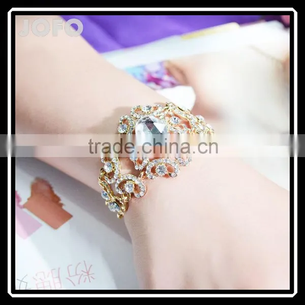 Luxurious Czech Rhinestone Crystal Bracelet 18K Gold Plated Bridal Bracelets