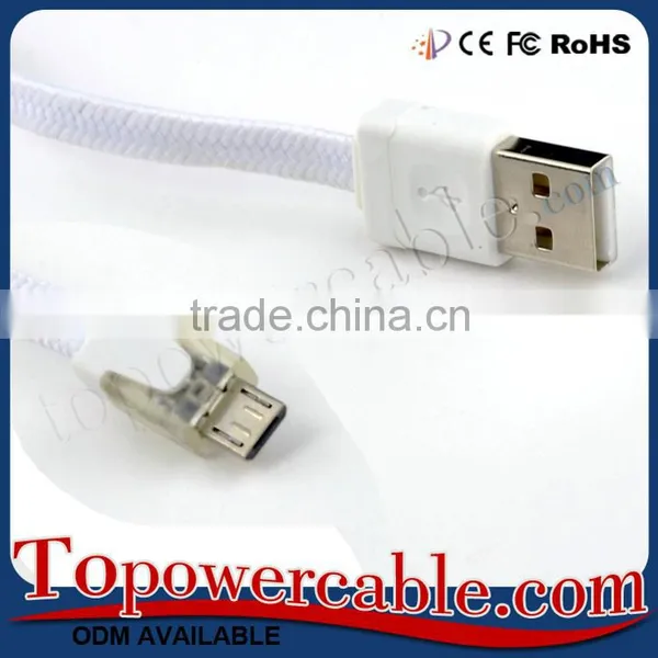 Led Light Double Color Usb 2.0 Weave Data Cable For Samsung S4 For Sony Z3 photo-2