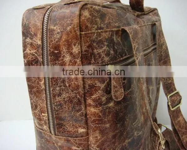 2015 Fashion PU Leather Vintage Men School Bag / Backpack photo-4
