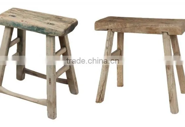 Chinese antique natural recycle wood square stool