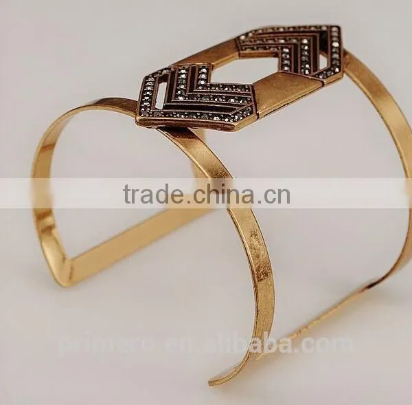 Retro Punk Style Cuff Bangles Gold Plated Geometry Hollow Bracelet Charm Jewelry photo-5
