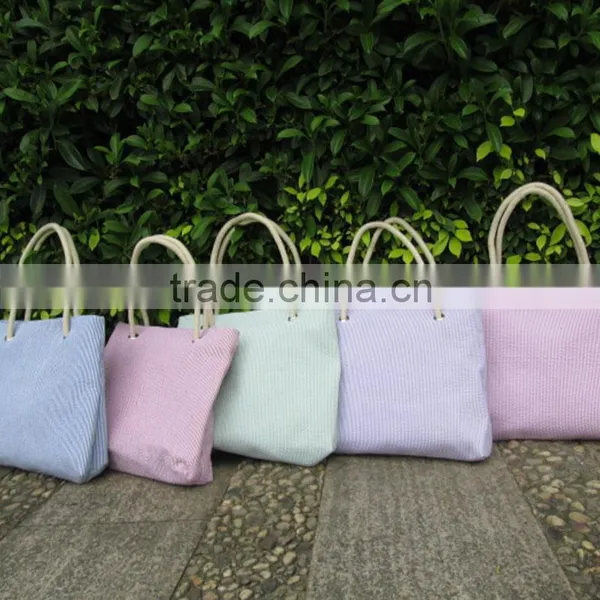 DOMIL Blanks Women Seersucker Tote Bag Ladies Hand Bags Shoulder Soft Bags From DOM-104034