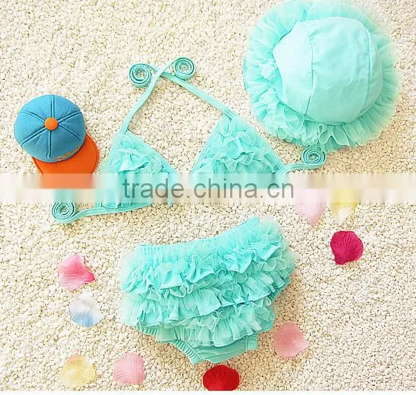 Cute Summer Girl Swimswear For Kids,Fashion Children Bikini Set With Hats photo-5