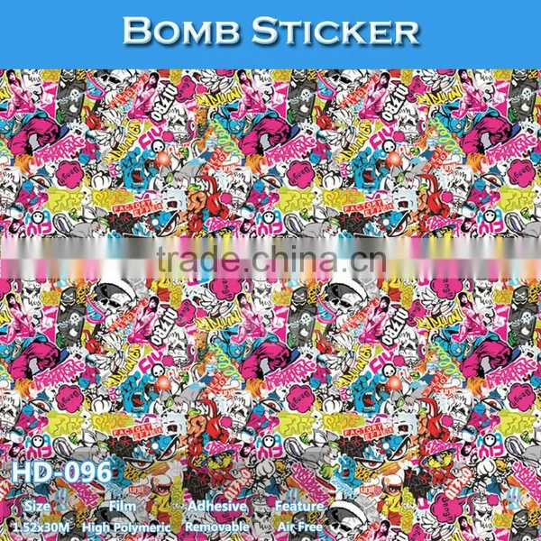 HD-092 CARLIKE Air Bubble Free High Quality Car Wrapping Skull Bomb Sticker photo-5