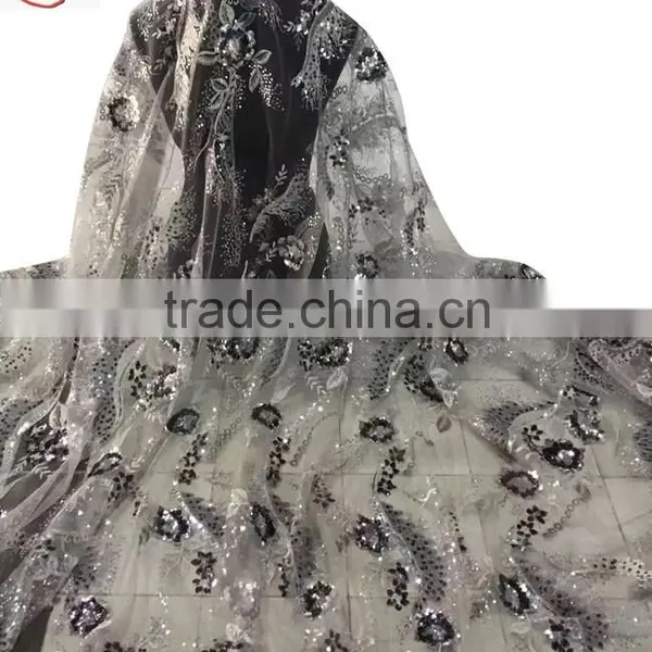 CL60102 July Latest Modern Transparent Breatheable Lace Fabric Fantastic Embroidery Sequins Shiny Eyecatching Net French Lace photo-4