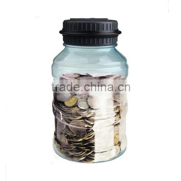 Emerson Digital Coin Counting Money Jar Automatic Piggy Bank-Black Lid