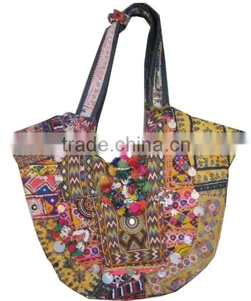 BANJARA EMBROIDERY ETHNIC COINS VINTAGE HANDMADE ARTS TRIBAL BAG