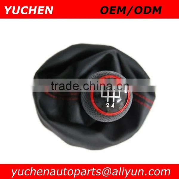 YUCHEN 23mm Car Shift Gear Knob For VW Mk4 Golf Add Black Leather Boot For Skoda Octavia I 1 U Auto Spare Parts Accessories