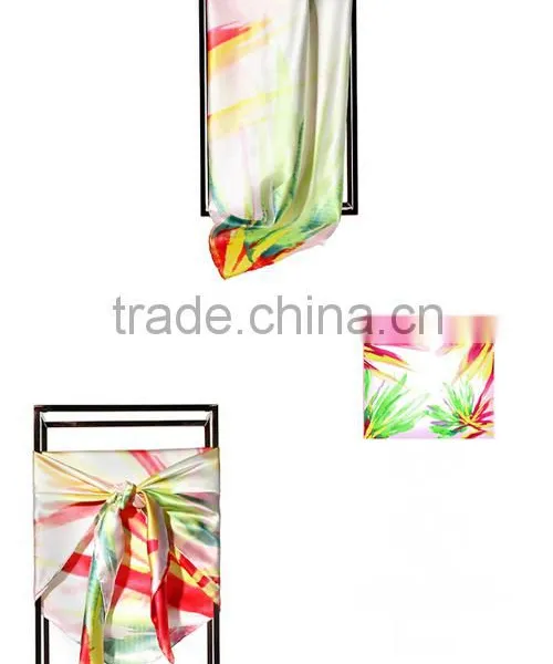 100% Silk Satin Fabric Table Print Silk Scarf/scarves/ Kerchief /headband/hijab photo-4