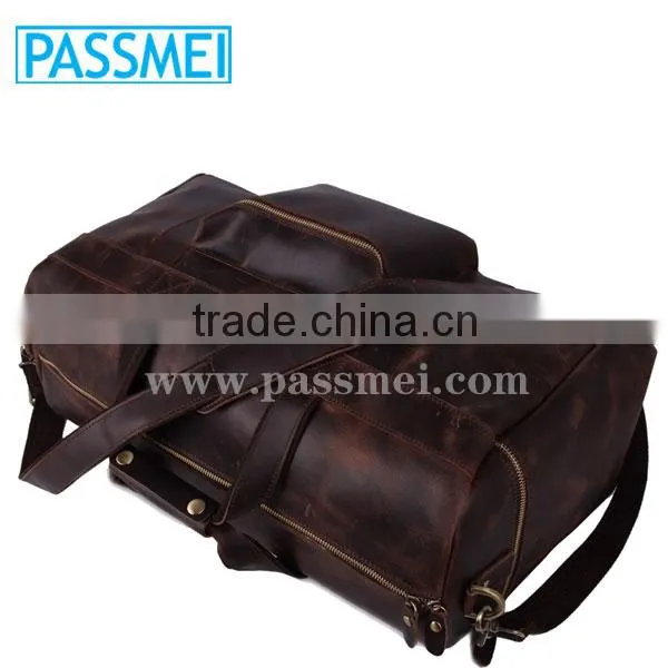 Men's Vintage Genuine Leather Travel Bag in Dark Brown photo-3