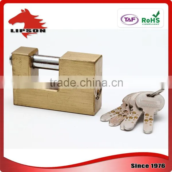 Lipson LS-200K Series Hardened Steel Shackle Kaba Key Rectangular Brass Padlock photo-6