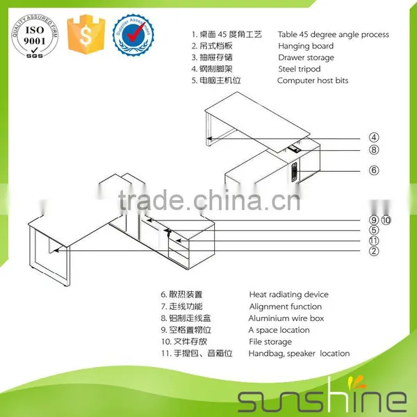 China Supplier Excellent Quality Modern Executive Glass Office Desk photo-5
