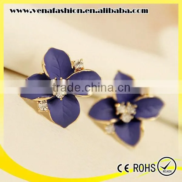 Vogue Cheap Flowers Diamonds Charming Jewelry Earring photo-3