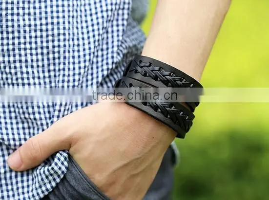 2016 Hot-selling Unisex Punk Style Vintage Leather Bracelet photo-4