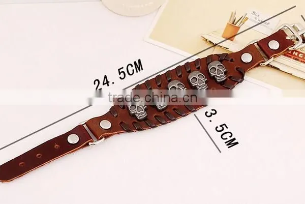Letter Bracelet Wristband Cuff Real Leather Bracelet For Men Women photo-4