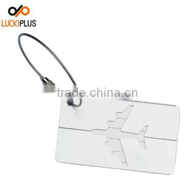 Luckiplus Colorful Aluminum Air Plane Pattern Luggage Tag ID Tag Name Card Holder Blue photo-3