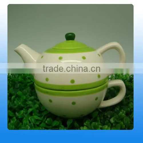 Creative Design Ceramic Tea Cup Pot in One With Stripe Painting Supplier's Choice photo-3