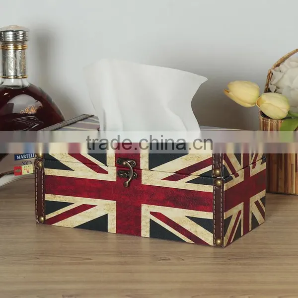 European And American Country Style Colorful Vintage Wooden Tissue Box