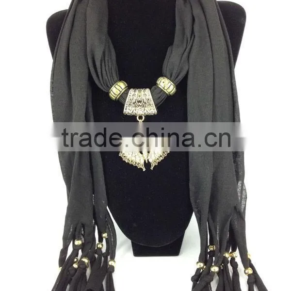 Butterfly Pendant Scarves Polyester Black Jewelry Scarf