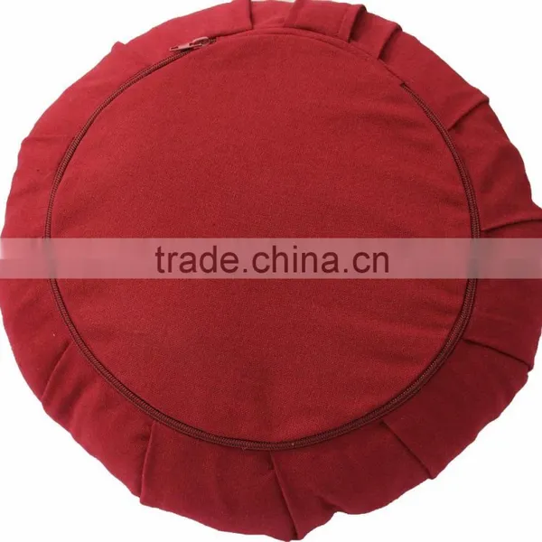 Mditation Cushion, Red Pleated Plain & Embroidered Meditation Cushion Zafu photo-3